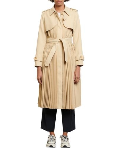 Sandro Pleated Trench Coat - Natural
