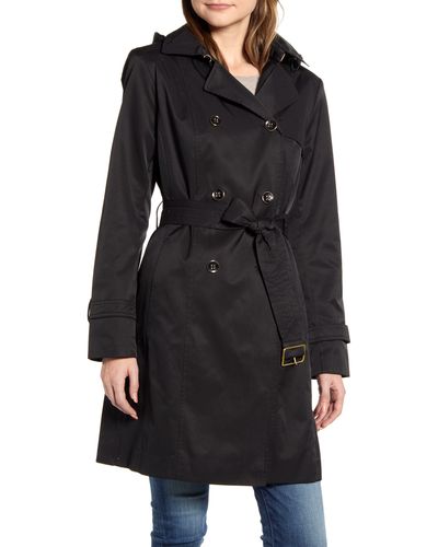 Cole Haan Hooded Trench Coat - Black