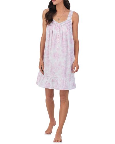 Eileen West Sleeveless Cotton Short Nightgown - Multicolor