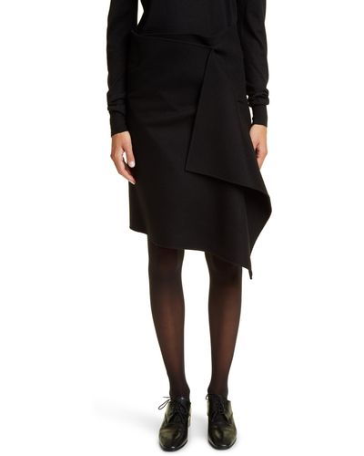 The Row Bartellina Ruffle Detail Cashmere Skirt - Black
