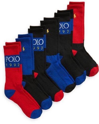 Polo Ralph Lauren 1992 Assorted 6-pack Crew Socks - Red
