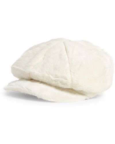 BP. Faux Fur Cabbie Hat - White