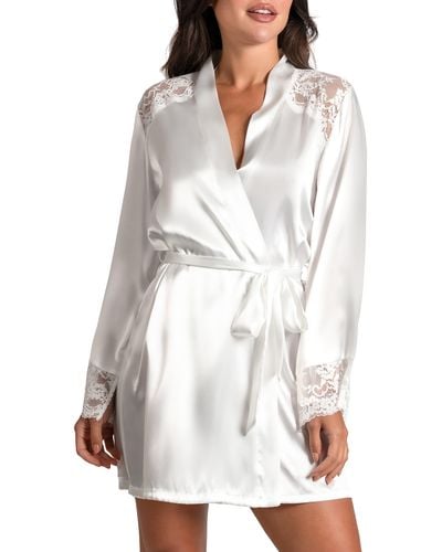 In Bloom Love Me Now Lace Trim Satin Robe - White