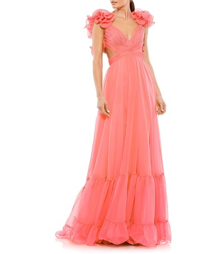 Mac Duggal Ieena Cutout Chiffon Gown - Pink