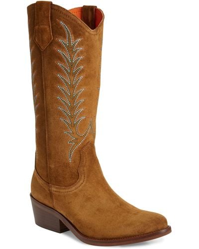 Penelope Chilvers Goldie Embroidered Cowboy Boot - Brown