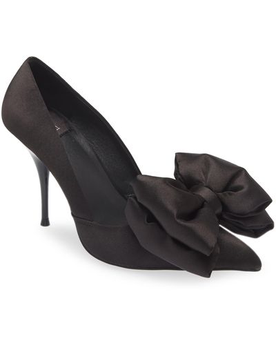 Jeffrey Campbell Convince-b Satin Bow Pointed Toe Pump - Black
