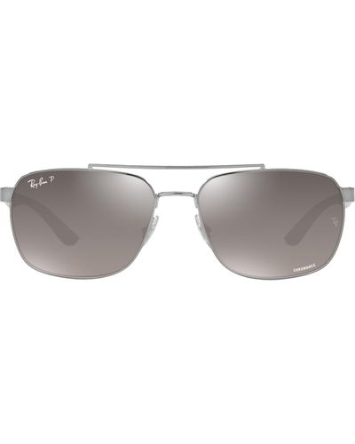 Ray-Ban 59mm Polarized Mirrored Rectangular Sunglasses - Gray