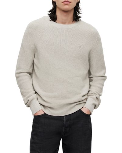 AllSaints Thermal Cotton & Wool Crewneck Sweater - Gray