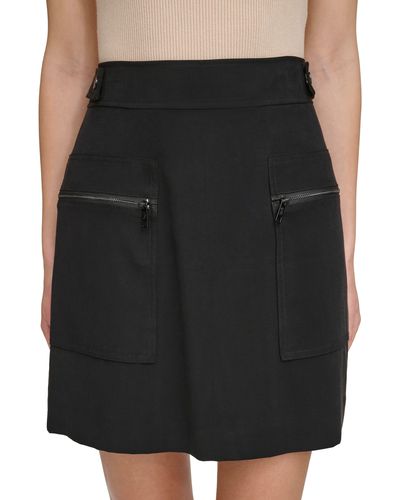 DKNY Frosted Twill Cargo Miniskirt - Black