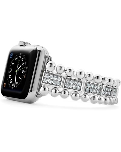 Lagos Smart Caviar Sterling Silver & Diamond Apple Watch® Watchband - Black