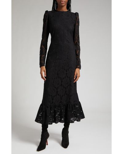 byTiMo Long Sleeve Cotton Blend Lace Dress - Black