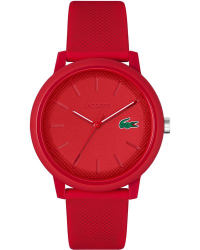 Lacoste 12.12 Silicone Strap Watch - Red