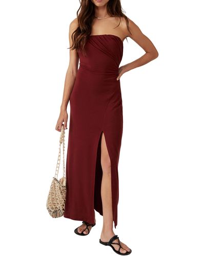 Free People Hayley Strapless Maxi Dress - Red