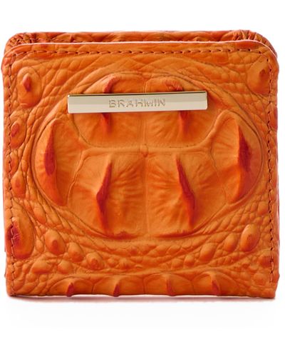 Brahmin Jane Croc Embossed Leather Wallet - Orange