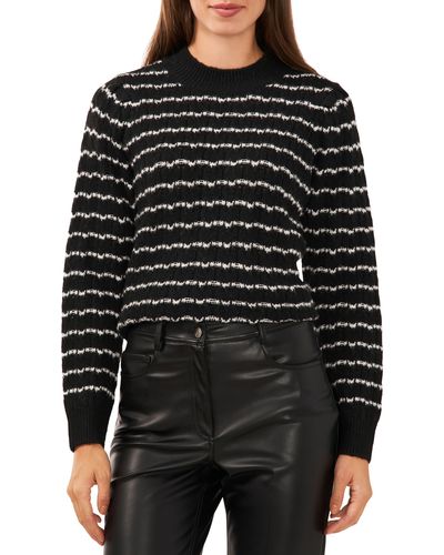 Halogen® Halogen(r) Stripe Mock Neck Sweater - Black