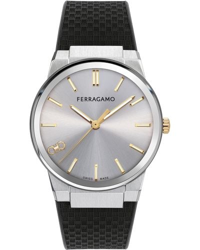 Ferragamo Infinity Sapphire Silicone Strap Watch - Black