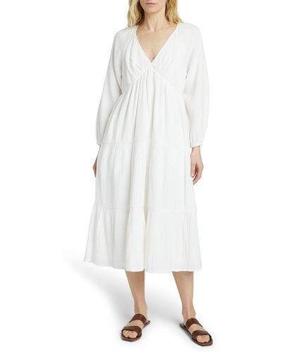 Faherty Dream Organic Cotton Gauze Midi Dress - White