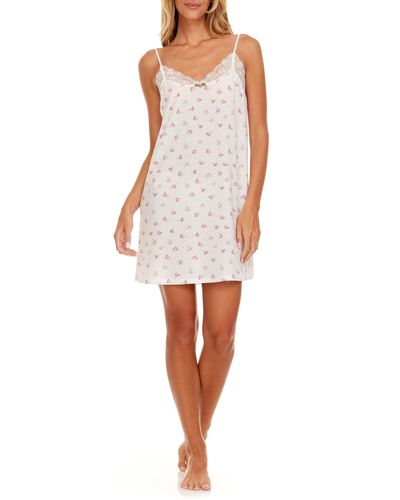 Flora Nikrooz Brittany Floral Pointelle Knit Chemise - White
