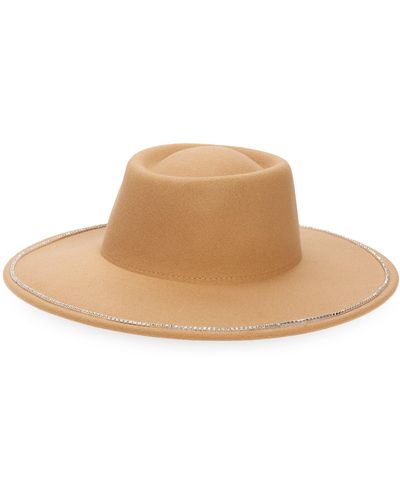 BP. Embellished Felt Boater Hat - Natural