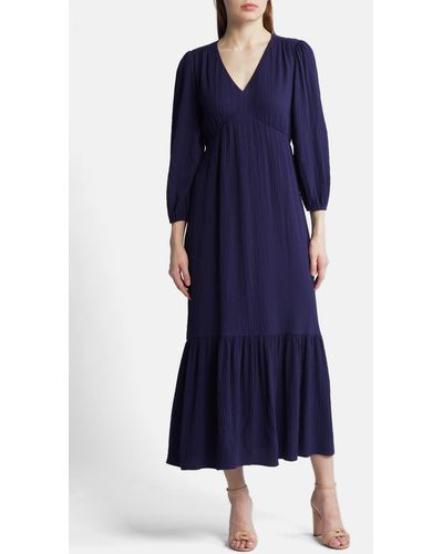 Anne Klein Long Sleeve Maxi Dress - Blue