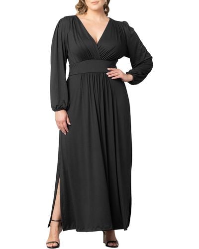 Kiyonna Kelsey Long Sleeve Maxi Dress - Black