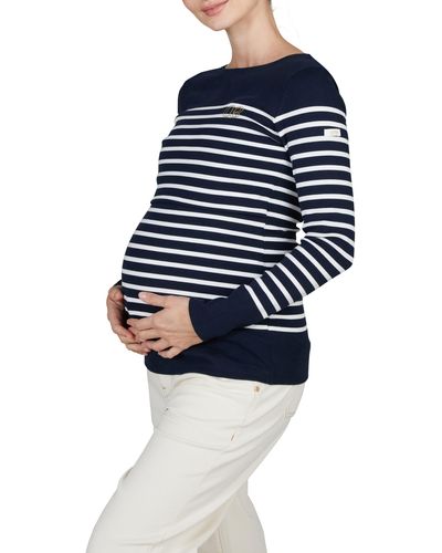 Cache Coeur Benodet Sailor Long Sleeve Maternity/nursing Top - Blue