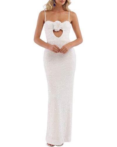 HELSI Lyla Sequin Cutout Gown - White