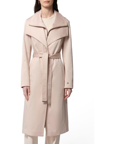 SOIA & KYO Ilana Water Repellent Bib Detail Cotton Blend Trench Coat - Natural