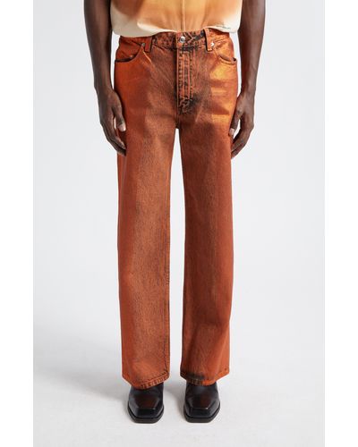 Eckhaus Latta Metallic Wide Leg Jeans - Orange