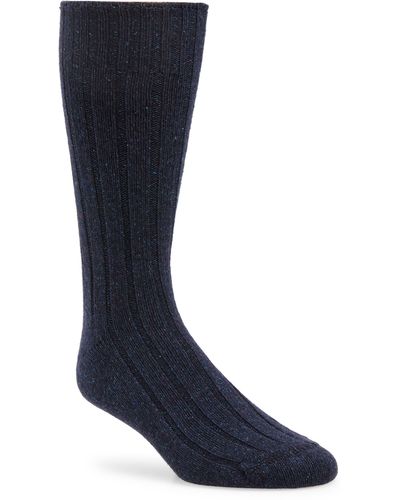 American Trench Ribbed Wool & Silk Blend Boot Socks - Blue