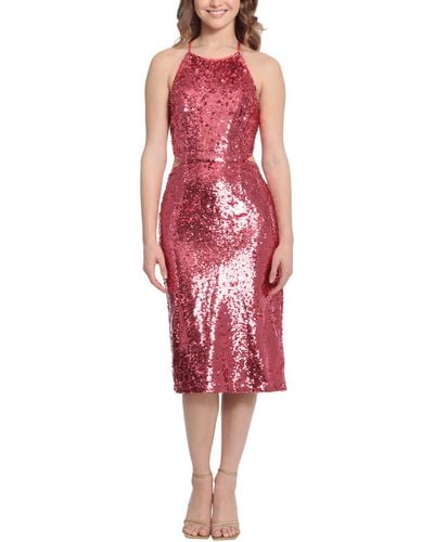 DONNA MORGAN FOR MAGGY Sequin Cutout Cocktail Dress - Red
