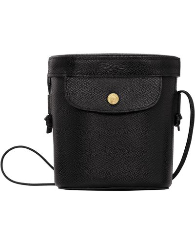 Longchamp Épure XS checked leather bucket bag, Black