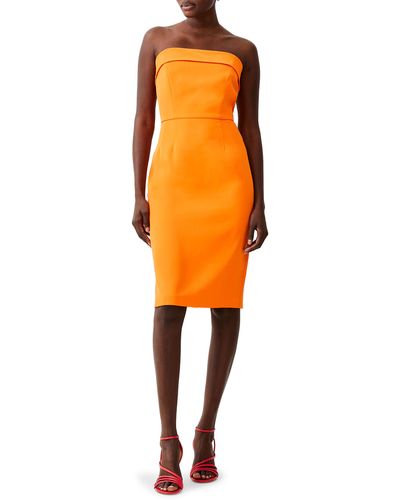 French Connection Harry Suiting Strapless Dress - Orange