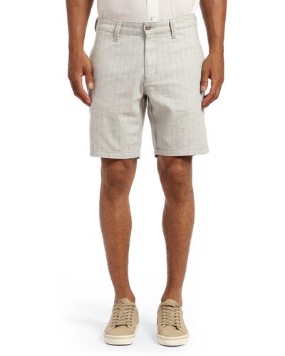 Mavi Noah Pinstripe Flat Front Stretch Twill Shorts - Natural