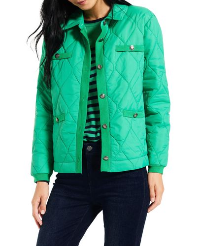 NIC+ZOE Nic+zoe Onion Quilted Mixed Media Puffer Jacket - Green