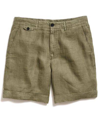 Billy Reid Moore Flat Front Linen Shorts - Green