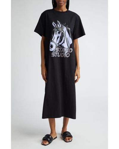 Stand Studio Margo Organic Cotton Oversize T-shirt Dress - Black
