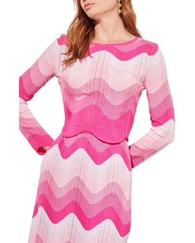 Ming Wang Stripe Crop Top - Pink