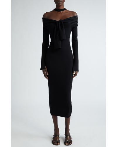 Jacquemus La Robe Doble Long Sleeve Wool Sweater Dress - Black