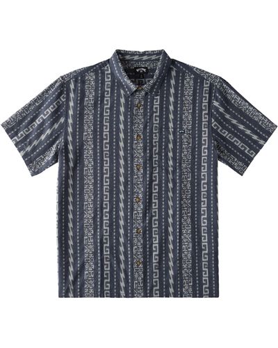Billabong Sundays Stripe Jacquard Short Sleeve Button-up Shirt - Blue