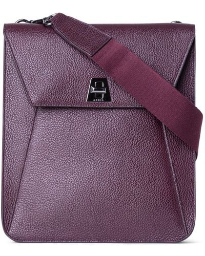 Akris Medium Anouk Leather Messenger Bag - Purple