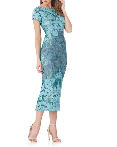 JS Collections Soutache Lace Midi Dress - Blue