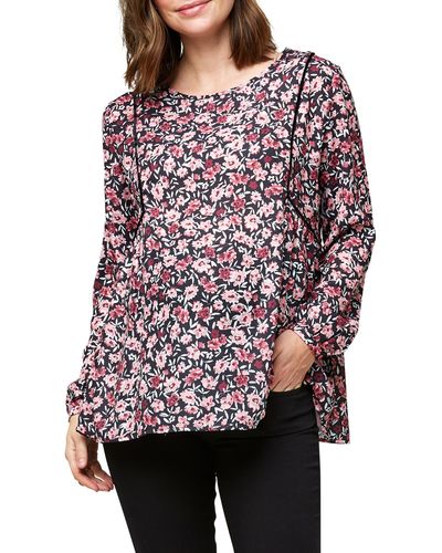 Nom Maternity Stella Long Sleeve Maternity Top - Red