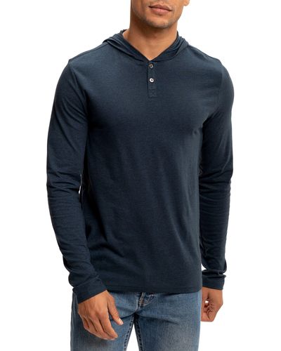 Threads For Thought Long Sleeve Henley Hoodie - Blue