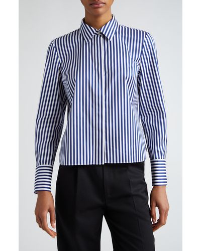 Partow Brooks Cotton Button-up Shirt - Blue