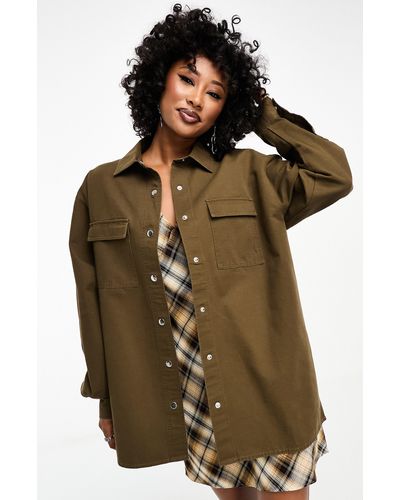 ASOS Oversize Utility Snap-up Shirt - Green