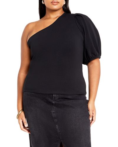 City Chic Muse One-shoulder Top - Black