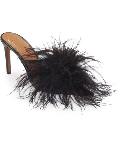 Atp Atelier Laviano Feather Pointed Toe Mule - Black