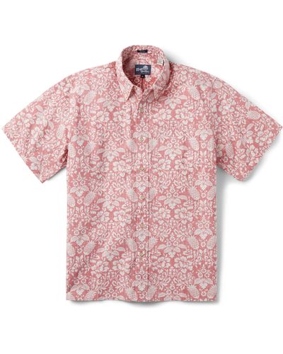 Reyn Spooner Oahu Harvest Classic Fit Print Short Sleeve Button-down Shirt - Pink