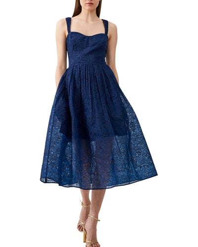 French Connection Embroidered Lace Dress - Blue